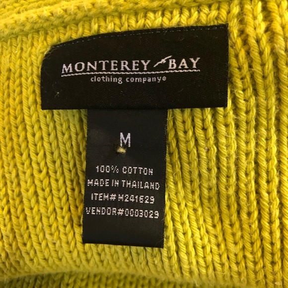 Monterey Bay Chartreuse 💯 Cotton Cardigan Sweater Size Medium - Picture 8 of 10